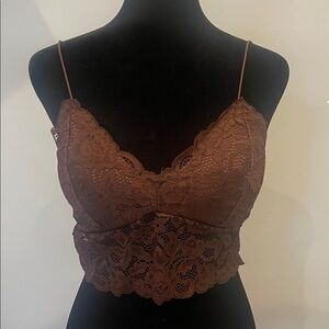 Brown Lace Bralette-cami